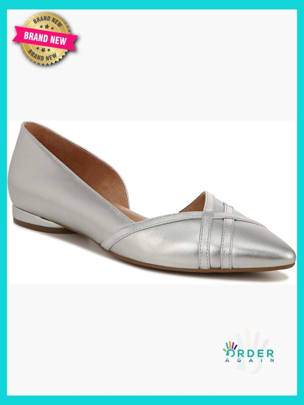 Pointed Toe Ballet Flat Slip On D'Orsay Side Cutout Low Heel